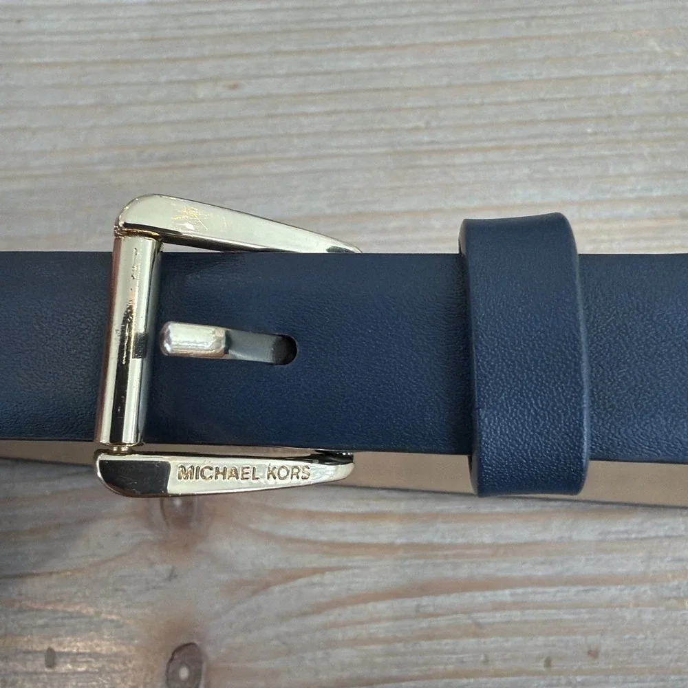 MICHAEL KORS Women's Navy Genuine Leather Belt Size Small S 556159